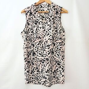 Calvin Klein Abstract Animal Print V Neck Blouse